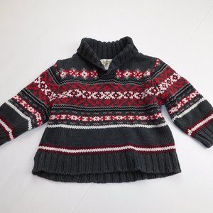 The Children's Place Boys 24 Months Gray Red White Pullover Knit Sweater